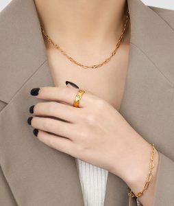 TN635d-Dây chuyền titan mắc xích chạm móc máy