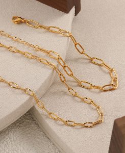 TN635e-Dây chuyền titan mắc xích chạm móc máy