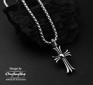 MD173d-Mặt vòng cổ dây chuyền nam thép titan chữ thập chrome heart