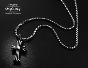 MD173d-Mặt vòng cổ dây chuyền nam thép titan chữ thập chrome heart