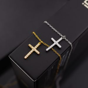 TN649d-Dây chuyền nữ titan mặt hình thánh giá đính full đá