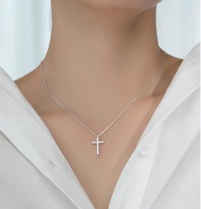 TN649f-Dây chuyền nữ titan mặt hình thánh giá đính full đá