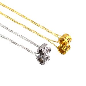 TN656b-Dây chuyền nữ titan mặt ống hình tổ ong
