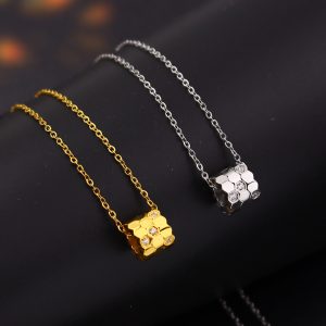 TN656e-Dây chuyền nữ titan mặt ống hình tổ ong