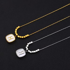 TN670a-Dây chuyền titan mặt chữ H nền xà cừ