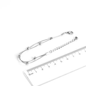 TA083b Lắc tay nữ titan 2 sợi mì kết các hạt vuông cách điệu