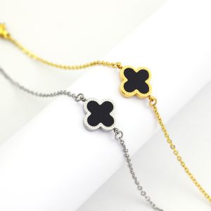 TA108C-Lắc tay nữ titan 1 bông hoa 4 cánh Van Cleef