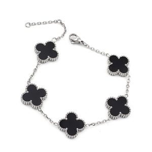 TA461d-Lắc tay titan hoa 4 cánh van cleef nền đen