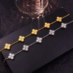 TA463c-Lắc tay titan hoa 4 cánh van cleef đính full kim