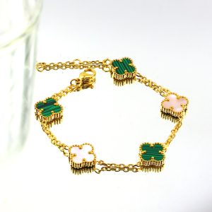 TA464b-Lắc tay nữ titan hoa 4 cánh Van Cleef loại bông nhỏ 1,1cm