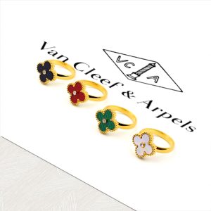 TC287b-Nhẫn nữ titan hình hoa 4 cánh van Cleef LV