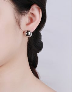 TB205d-Bông tai nữ titan khoen bi tròn