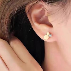 TB206h-Bông tai nữ titan hình tổ ong