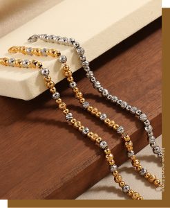 TA467h-Lắc tay nữ titan bi móc máy cách điệu