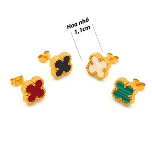 TB209a-Bông tai nữ titan hoa 4 cánh van cleef size nhỏ 1,1cm