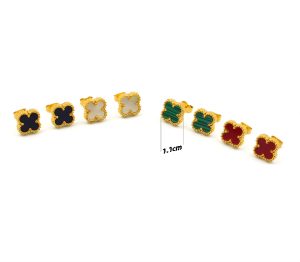 TB209b-Bông tai nữ titan hoa 4 cánh van cleef size nhỏ 1,1cm