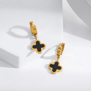 TB211a-Bông tai nữ titan hình hoa 4 cánh van cleef