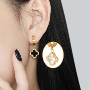 TB211d-Bông tai nữ titan hình hoa 4 cánh van cleef