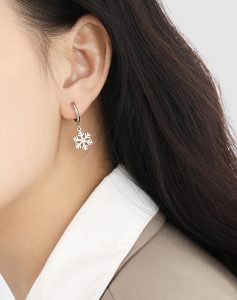 TB212d-Bông tai nữ titan hình hoa tuyết phun cát