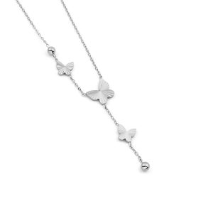 TN699c-Dây chuyền nữ titan con bướm móc chạm máy cách điệu màu trắng