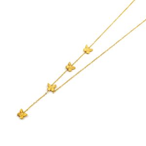 TN700a-Dây chuyền nữ titan con bướm cách điệu màu vàng