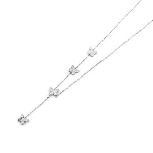 TN700b-Dây chuyền nữ titan con bướm cách điệu màu trắng