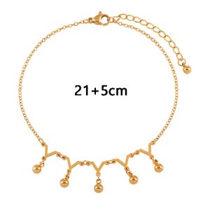 TA679a-Lắc chân nữ titan bi cách điệu màu vàng