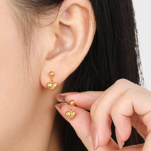 TB226c-Bông tai, hoa tai nữ titan hình trái tim