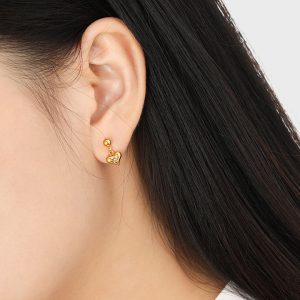 TB226f-Bông tai, hoa tai nữ titan hình trái tim
