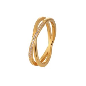 TC159b Nhẫn titan chữ X đính kim cương tấm