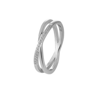 TC159c Nhẫn titan chữ X đính kim cương tấm