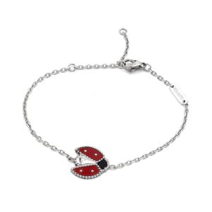 TA173b-Lắc tay nữ titan van cleef con bọ màu trắng