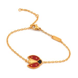 TA173d-Lắc tay nữ titan van cleef con bọ màu hồng