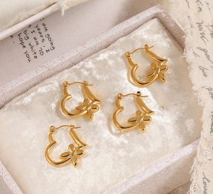 TB234g-Bông tai nữ titan trái tim