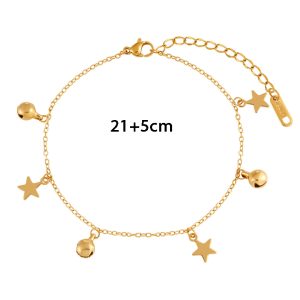 TA681b-Lắc chân nữ titan ngôi sao cách điệu chuông