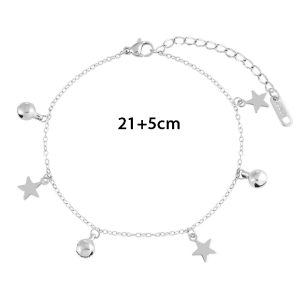 TA681c-Lắc chân nữ titan ngôi sao cách điệu chuông