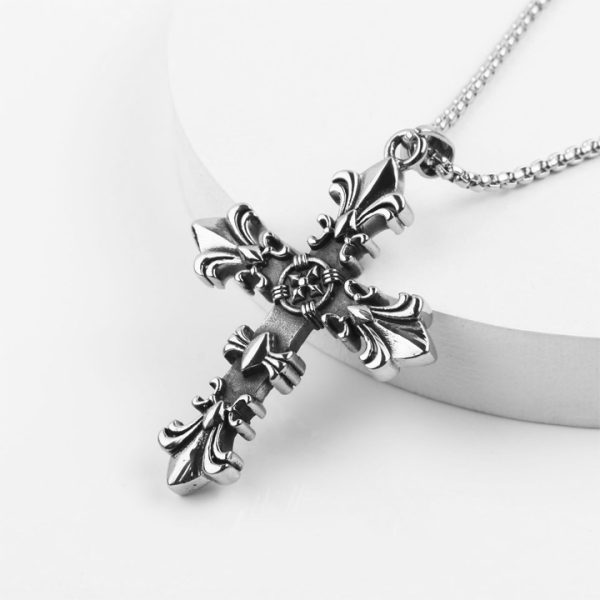 MD635e-Mặt dây chuyền nam thép titan chữ thập phong cách chrome heart