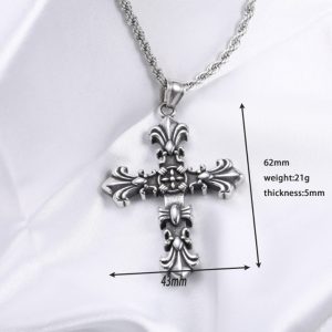 MD635f-Mặt dây chuyền nam thép titan chữ thập phong cách chrome heart