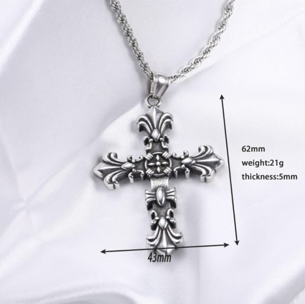 MD635f-Mặt dây chuyền nam thép titan chữ thập phong cách chrome heart
