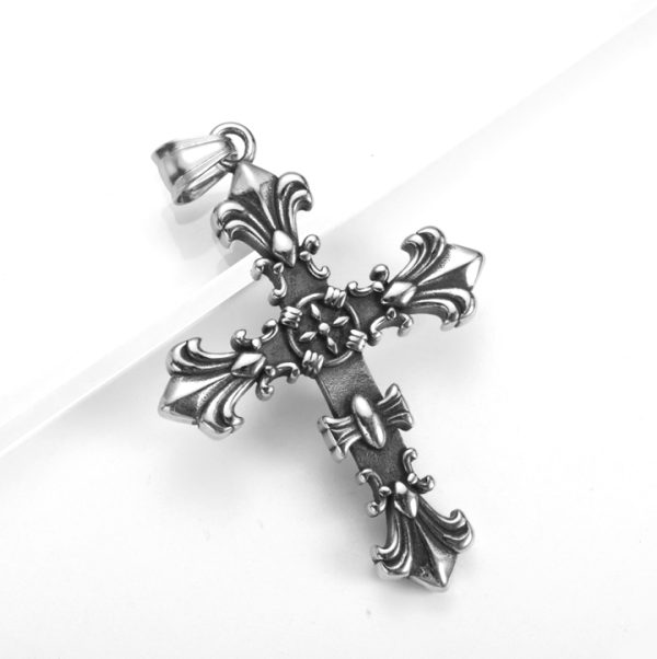 MD635g-Mặt dây chuyền nam thép titan chữ thập phong cách chrome heart
