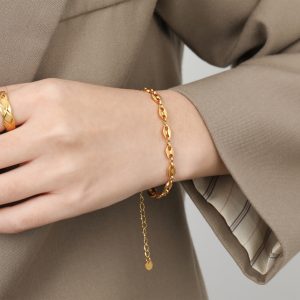 TA177b-Lắc tay nữ titan mắc xích kiểu mũi lợn