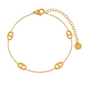 TA180a-Lắc tay nữ titan mắc xích kiểu mũi lợn màu vàng