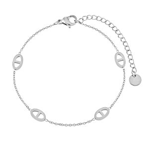 TA180b-Lắc tay nữ titan mắc xích kiểu mũi lợn màu trắng