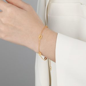 TA180f-Lắc tay nữ titan mắc xích kiểu mũi lợn màu vàng