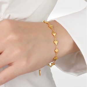 TA182b-Lắc tay nữ titan mắc xích hình trái tim
