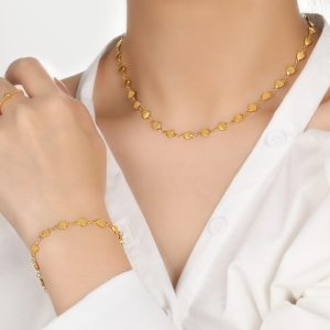 TA182c-Lắc tay nữ titan mắc xích hình trái tim