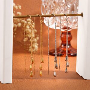 TB240e-Bông tai nữ titan tua rua hình giọt nước