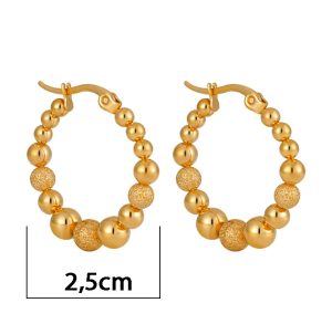 TB244a-Hoa tai, Bông tai nữ titan khoen tròn bi màu vàng