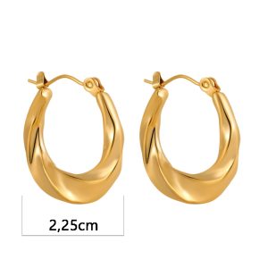 TB260a-Hoa tai, Bông tai nữ titan khoen tròn màu vàng