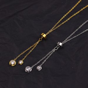 TN731b-Dây chuyền, vòng cổ nữ titan cartier rớt đá cách điệu